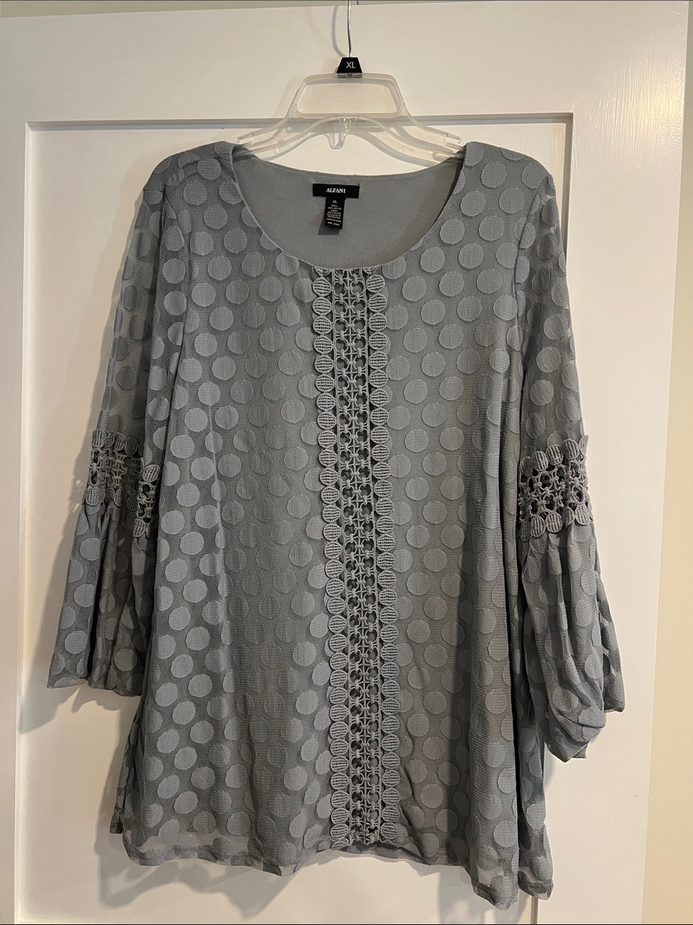 Alfani Light Gray Lace-Trim Tunic